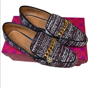 Tory Burch tweed loafers with gold hardware